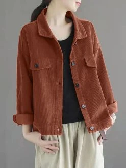 Solid Corduroy Long Sleeve Lapel Jacket For Women -Zanzea Shop ee149503 6010 4a41 a74e 002c628cddcf