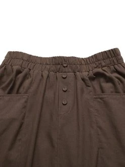Solid Pocket Elastic Waist Casual Skirt For Women -Zanzea Shop ee518b5e 96df 40fd 872c 573993c473e9