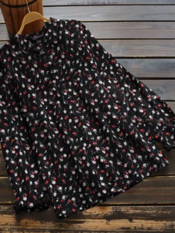 Floral Print Long Sleeve Button Front Casual Blouse -Zanzea Shop ee586e89 57b4 4718 8a3b c351a9f1fbc9