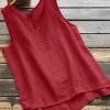 Solid Sleeveless V-neck Tank Top For Women