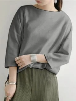 Solid Drop Shoulder 3/4 Sleeve Crew Neck Casual Loose T-shirt 17 Solid Drop Shoulder 3/4 Sleeve Crew Neck Casual Loose T-shirt -Zanzea Shop ef0b3ad9 cff6 45b3 818f d435e4cd3fd0