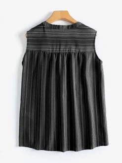 Women Striped Stand Collar Half Button Sleeveless Tank Top -Zanzea Shop ef6045ed 4ad0 4d9d 860d e3b62da3693e