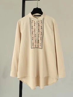 Tribal Embroidery Stand Collar Button Long Sleeve Blouse -Zanzea Shop ef68ee6a c49e 4df5 9fb4 7867848068d1