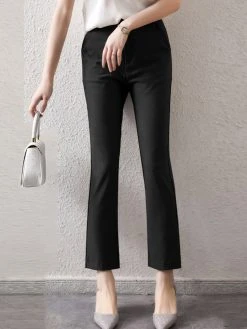 Solid Zip Front Casual Pants For Women -Zanzea Shop ef743b48 cd96 4277 9991 d710ec259f03