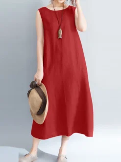 Solid Sleeveless Crew Neck Vintage Dress For Women -Zanzea Shop efbbfe0f bbfb 4a13 918a eefa698d0393