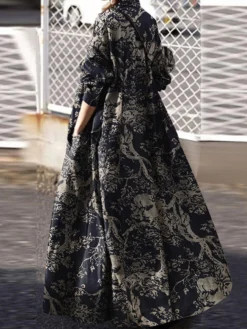 Print Lapel Long Sleeve Plus Size Casual Dress With Pockets -Zanzea Shop f0103726 2eb4 45f0 a769 eb8cff8df94b