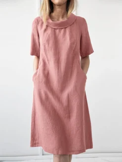 Solid Short Sleeve Pocket Lapel Dress For Women -Zanzea Shop f03f7a9f 1242 4efb af85 51eabcffa4b1