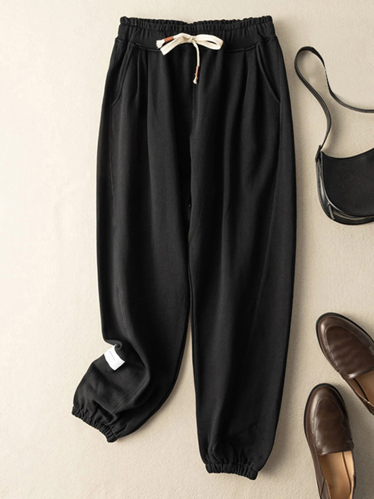 Elastic Waist Drawstring Pocket Casual Women Sweatpants 3 Elastic Waist Drawstring Pocket Casual Women Sweatpants - Image 3