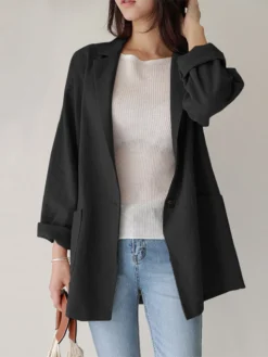 Casual Solid Color Lapel Long Sleeve Plus Size Jackets With Button -Zanzea Shop f10030f7 d4ee 4538 a29d e6db7bf221d8