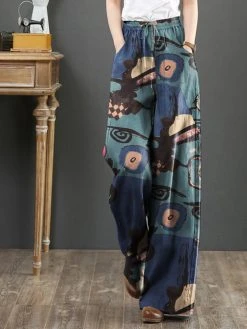 Abstract Pattern Pocket Drawstring Elastic Waist Loose Pants -Zanzea Shop f132bec4 a86f 43a6 bbdf 58c056d6f6b8