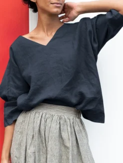 Solid 3/4 Sleeve V-neck Loose Blouse For Women -Zanzea Shop f25b894d efca 4dc4 b1bd 050d14cbb39c