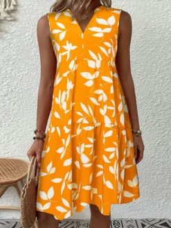 Women Allover Leaf Print V-Neck Tiered Sleeveless Dress 8 Women Allover Leaf Print V-Neck Tiered Sleeveless Dress -Zanzea Shop f29f5e48 ba95 492b b711 d8c6aa05d87c