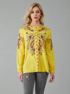 Floral Print V-neck Long Sleeve Plus Size Casual Blouse -Zanzea Shop f2a77118 7761 4591 953b eb9dd51f63bf