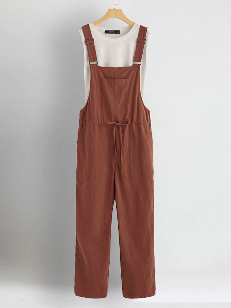 Waist Drawstring Pockets Straps Jumpsuit 2 Waist Drawstring Pockets Straps Jumpsuit - Image 2