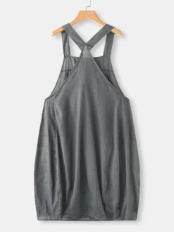Vintage Straps Solid Color Loose Dress With Pockets -Zanzea Shop f39994b1 b51f 46f5 906e 4539ee8f396c