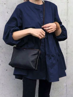 Casual O-neck Puff Sleeve Plus Size Pleated Shirt For Women -Zanzea Shop f3b74f9e 8440 4397 a3b0 bab7394f6599