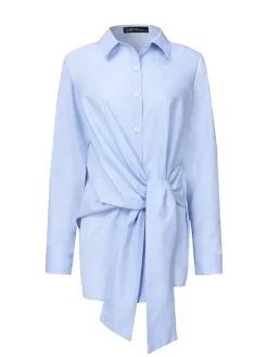 Solid Color Wrap Lapel Long Sleeve Shirt For Women -Zanzea Shop f3b99887 4aca 4c2d b0d0 2a52a7d64832