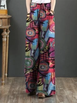 Abstract Pattern Pocket Drawstring Elastic Waist Loose Pants -Zanzea Shop f419d6b0 aa21 43d7 83bf 6875c088f404