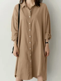 Solid Long Sleeve Button Lapel Casual Shirt Dress -Zanzea Shop f4e317d1 cf05 48dd a58b 90e2f6329aa3