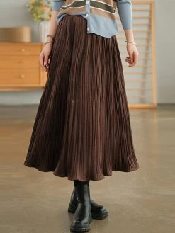 Women Solid A-line Casual Pleated Elastic Waist Skirt -Zanzea Shop f518fcb1 3581 403a a584 3bb61306a70d