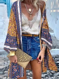 Bohemian Florla Print Long Sleeve Open Front Kimono -Zanzea Shop f560d7ee c0de 4f0f 9514 526bd939c169
