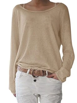 Casual Cotton Blend Long Sleeve Round Neck Women Blouse