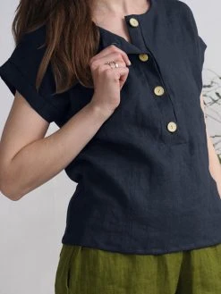 Solid Button Short Sleeve Crew Neck Casual Blouse -Zanzea Shop f5819a35 74b5 4739 8518 a6ed3b96a3f7