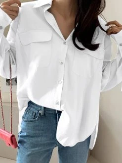 Solid Button Lapel Pocket Long Sleeve Shirt 11 Solid Button Lapel Pocket Long Sleeve Shirt -Zanzea Shop f5d66f2e 2d29 45ee 93d2 93ddb550bf68