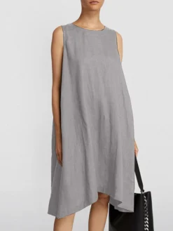 Women Solid Crew Neck Cotton Casual Sleeveless Dress -Zanzea Shop f6421447 1df8 4195 aa58 347a8b814c1a