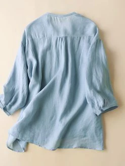 Solid V-neck Pocket Button Front High-low Hem Blouse -Zanzea Shop f69f518b f2e0 4028 a95c 771d2f613357