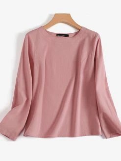 Solid Crew Neck Long Sleeve Casual Women T-shirt -Zanzea Shop f79a44fe a80d 45f7 8978 3e0f59ff97c7