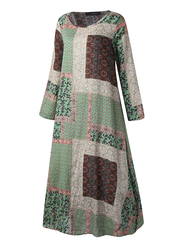 Bohemian Floral Print Beach Summer Plus Size Maxi Dress 5 Bohemian Floral Print Beach Summer Plus Size Maxi Dress - Image 5