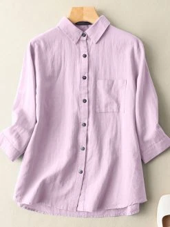 Solid 3/4 Sleeve Pocket Button Front Lapel Shirt 10 Solid 3/4 Sleeve Pocket Button Front Lapel Shirt -Zanzea Shop f81b73d0 f354 4736 b491 d9d5d28b067a
