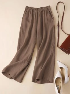Solid Casual Pocket Wide Leg Pants For Women -Zanzea Shop f8310be5 c0db 411c 9715 c4abd8a58424