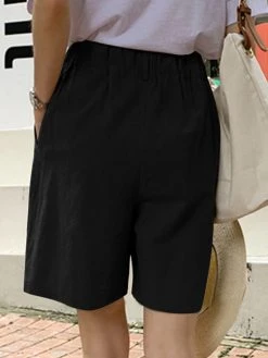 Solid Pocket Elastic Waist Casual Wide Leg Shorts -Zanzea Shop f84322ce 8581 4578 bb89 275889828662