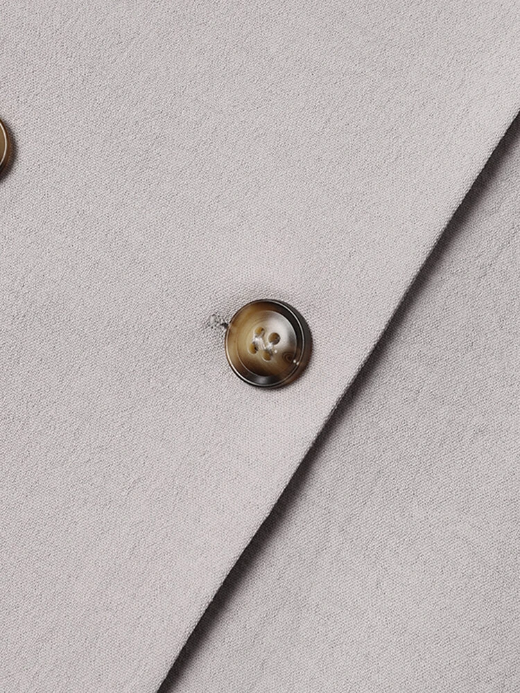 Women Solid Lapel Double Breasted Casual Sleeveless Shirt 5 Women Solid Lapel Double Breasted Casual Sleeveless Shirt - Image 5