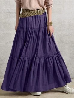 Solid Elastic Waist Patchwork Casual Skirt For Women -Zanzea Shop f856ac1e f48a 448e 9788 57fcd90bd5c7