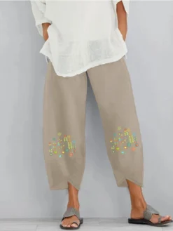 Flowers Print Elastic Waist Irregular Plus Size Pants -Zanzea Shop f8594ecc 091b 4f0d a01f 845c5aef33cf