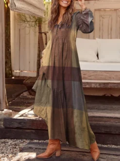 Plaid Print Pocket V-neck Long Sleeve Maxi Vintage Dress 17 Plaid Print Pocket V-neck Long Sleeve Maxi Vintage Dress -Zanzea Shop f8faad2d 6612 4cde a005 77066376fbd7