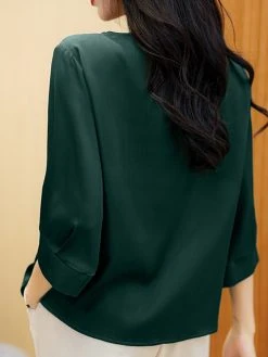 Satin Solid Crew Neck 3/4 Sleeve Women Blouse 16 Satin Solid Crew Neck 3/4 Sleeve Women Blouse -Zanzea Shop f9069467 b746 4333 9a97 e2bcd1b88ee4