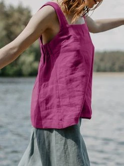 Women Solid Square Collar Cotton Sleeveless Tank Top -Zanzea Shop f947581e 06df 4a4a aae4 66ae80510d08