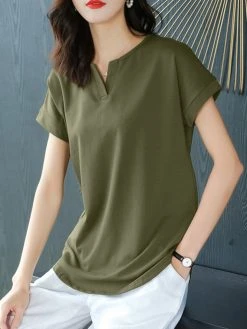 Solid Notch Neck Short Sleeve Casual T-shirt For Women 14 Solid Notch Neck Short Sleeve Casual T-shirt For Women -Zanzea Shop fb2db3d0 2249 4526 8a15 6335a928d68f