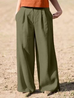 Casual Solid Pocket Wide Leg Pants For Women -Zanzea Shop fb58e7ae 0761 43f3 ab25 cd9f73d8d81f