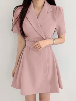 Solid Lapel Short Sleeve A-line Dress For Women -Zanzea Shop fb5aa070 fb8b 45cb 9074 b0b0335f6da2