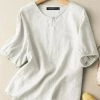 Solid Casual Short Sleeve V-neck Blouse For Women