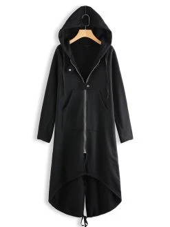 Women Zipper Long Sleeve Irregular Hem Hooded Coat -Zanzea Shop fbe06e9b 2f72 448e 8d65 633742f67716