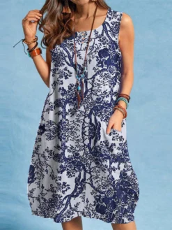 Plants Print Sleeveless Pocket Crew Neck Vintage Dress 8 Plants Print Sleeveless Pocket Crew Neck Vintage Dress -Zanzea Shop fc104290 f27d 4517 8c41 9540e1821e72