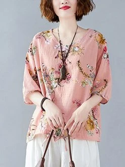 Women Plaid Floral Print O-neck Half Sleeves Casual T-Shirt -Zanzea Shop fc51a467 3334 4132 9ef0 5ab79321ba96