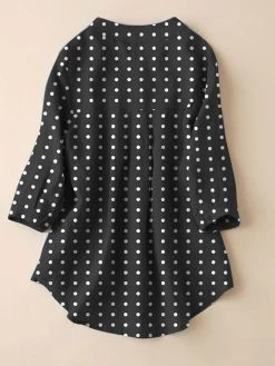 Dot Print Pocket Button Half Placket 3/4 Sleeve Blouse -Zanzea Shop fc675667 71b9 420f 95a9 e73b6db3177b