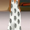 Bohemian Maxi Print Sleeveless V Neck Dress